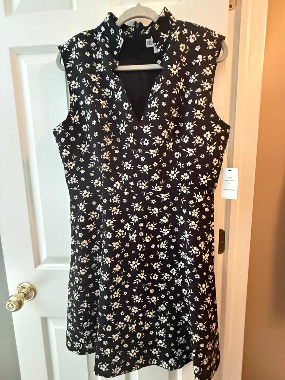 Neiman Marcus Black Dress with White Floral Print